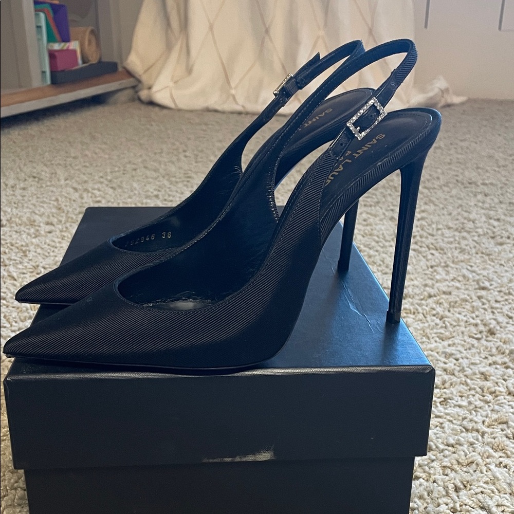 Saint Laurent Black Slingback Heels - Picture 3 of 5